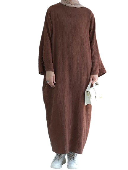 Evoirre Lightweight Cotton Abaya for Women – Loose Fit, Full Sleeve Dress