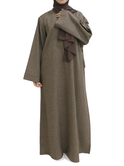Evoirre Basic Modest Abaya Dress – Plain Long Sleeve with Belt