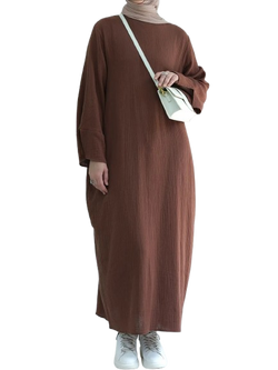 Evoirre Lightweight Cotton Abaya for Women – Loose Fit, Full Sleeve Dress