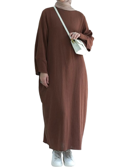 Evoirre Lightweight Cotton Abaya for Women – Loose Fit, Full Sleeve Dress