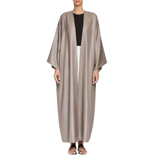 Evoirre Satin Open Abaya – Elegant Batwing Sleeve Kimono Robe for Eid & Ramadan