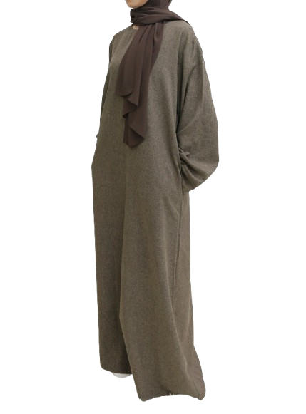 Evoirre Basic Modest Abaya Dress – Plain Long Sleeve with Belt