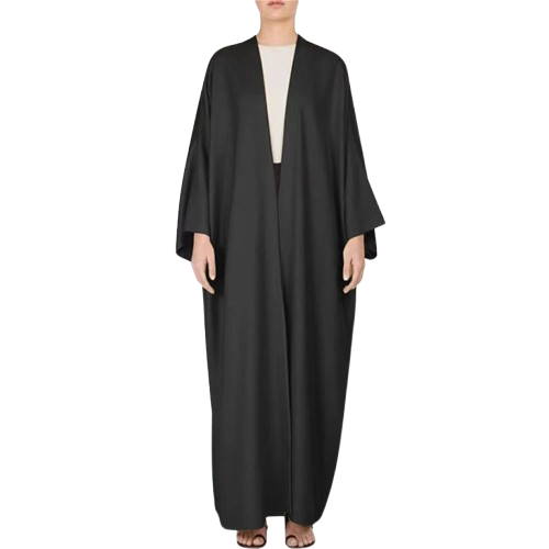 Evoirre Satin Open Abaya – Elegant Batwing Sleeve Kimono Robe for Eid & Ramadan